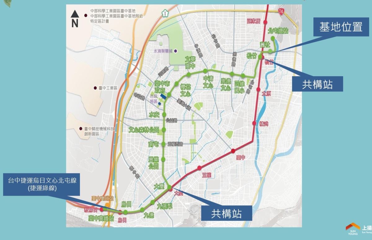 台中捷運綠線分布